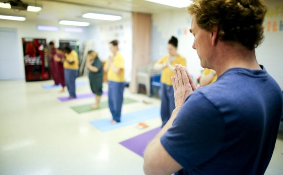 An ashtanga yoga class at